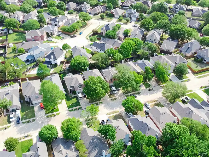 Top view of neighborhood